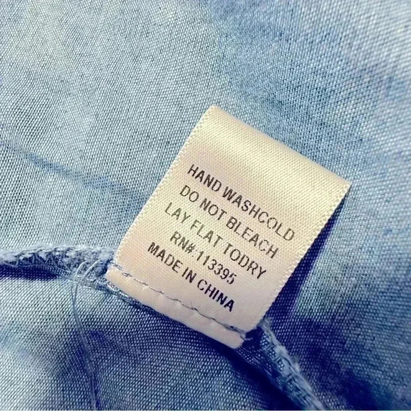 En Creme Blue Chambray Sleeveless Tunic Top Embroidered Mini Dress Size S - Picture 6 of 11